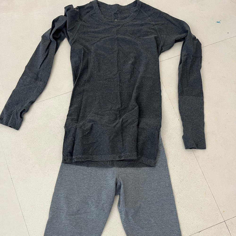Lululemon gray top and leggings set. Size 4
